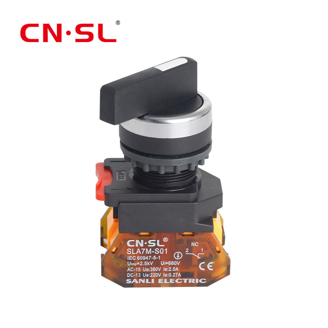 Bouton de sélection 2NO 3 positions, autobloquant ou à réinitialisation automatique, interrupteur rotatif 10A/660V