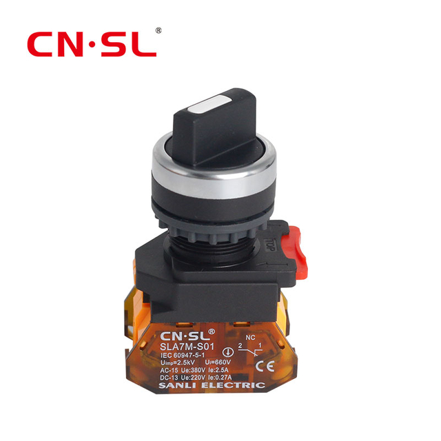 Bouton poussoir en plastique 22mm 1no 1nc, sélecteur à 3 positions, sélecteur rotatif